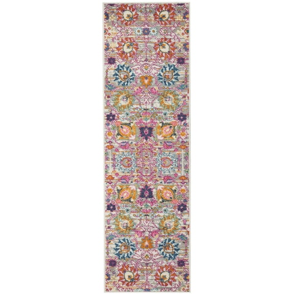 2â€™ x 6â€™ Gray and Pink Distressed Runner Rug