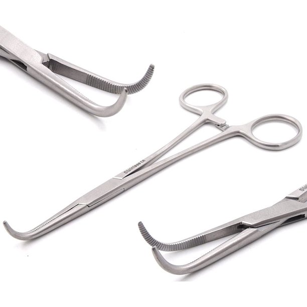 Full Curved 90 Degree Angled Hemostat 6", Stainless Steel