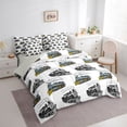 thumbnail image 2 of Castle Fairy Classic Steam Engine Twin Bedding Sets 7-Piece for Boys, Black Outline Bedding Comforter Set for Bedroom, Blue and Yellow,Grey Reversible, 2 of 7