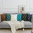 thumbnail image 3 of Decorative Throw Pillow Covers Moroccan Quatrefoil Geometric Bronzing Printed Cushion Covers Geometric Design Pillowcase for Sofa Couch Chair Bed Home Deco, Teal, 18 x 18 Inches, 3 of 6