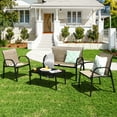 thumbnail image 1 of Gymax Ensemble de Conversation pour Patio 4 Pcs, Mobilier de Jardin Extérieur Toutes Saisons, Brun, 1 of 9
