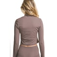 thumbnail image 2 of Love Tree Women's Active Workout Cropped Slim-Fit Yoga Athletic Jacket (Truffle, Small), 2 of 3