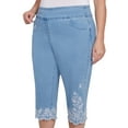 thumbnail image 4 of Alfred Dunner Womens Plus-Size Classic Floral Embroidered Denim Capri, 4 of 4