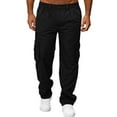thumbnail image 4 of Mens Cargo Pants Relaxed Fit Casual Pants with Multi Pockets Straight Leg Lightweight Utility Streetwear Trousers Black XXXXL, 4 of 5