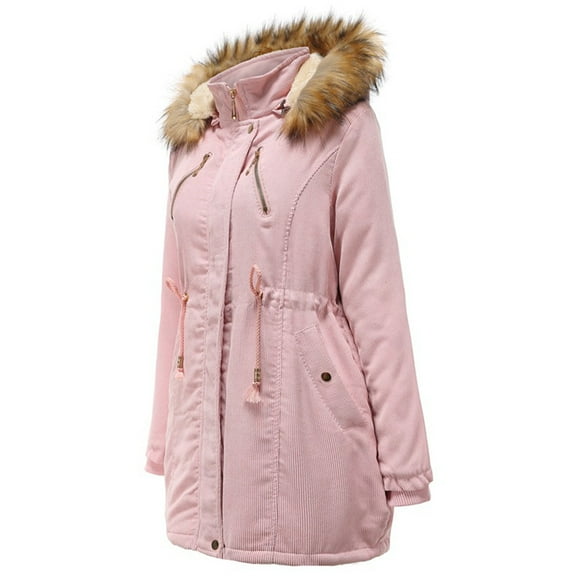 Feimerou Women's Winter Parkas Mid Length Thick Warm Faux Lamb Wool Lined Jacket Full Zip Drawstring Hooded Sherpa Coats