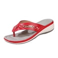 thumbnail image 2 of CQONEPT Women Orthopedic Flip Flop Sandals Summer Wide Width Slip on Slides Low Wedges Heel Thong Sandals with Arch Support Casual Slippers Red 39, 2 of 6