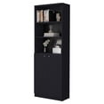 thumbnail image 3 of Dtwnek Wood Bookcase Book Storage Display Rack with 3 Shelves and 2 Door Cabinet, 3 of 6