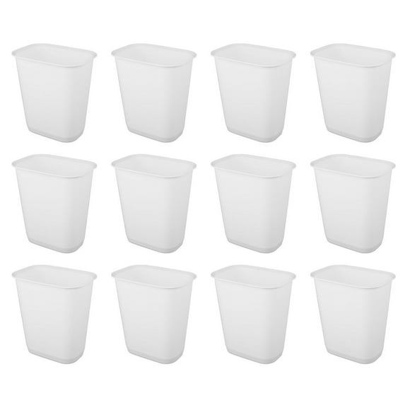 Sterilite Poubelle Rectangulaire 9 Gallons à Dessus Ouvert, Lot de 12, Blanc