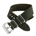 thumbnail image 4 of 22mm Retro Green Crazy Horse Leather Strap Silver Buckle Leather Watch Band With Double Sides Leather Watch Strap, 4 of 6