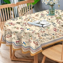 Oval Fall Bird Floral Tablecloth,Autumn Thanksgiving Oval Table Cloth 60*120inch,Suitable for Kitchen,Dining Room,Restaurant,Dresser Decoration Harvest