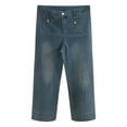 thumbnail image 6 of vigerkar Women Straight Wide Leg Jeans Retro Low Waisted Button Fly Stretchy Denim Pants Casual Long Trousers Blue, S, 6 of 6