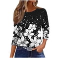 thumbnail image 5 of YUGYXL 3/4 Length Sleeve Womens Tops Dressy Round Neck Pullover Blouse Casual Regular Basic Tees Business Work Tunic Tshirts A Black S, 5 of 6