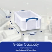 Really Useful Box 9L Storage Container w/Snap Lid & Clip Lock Handles