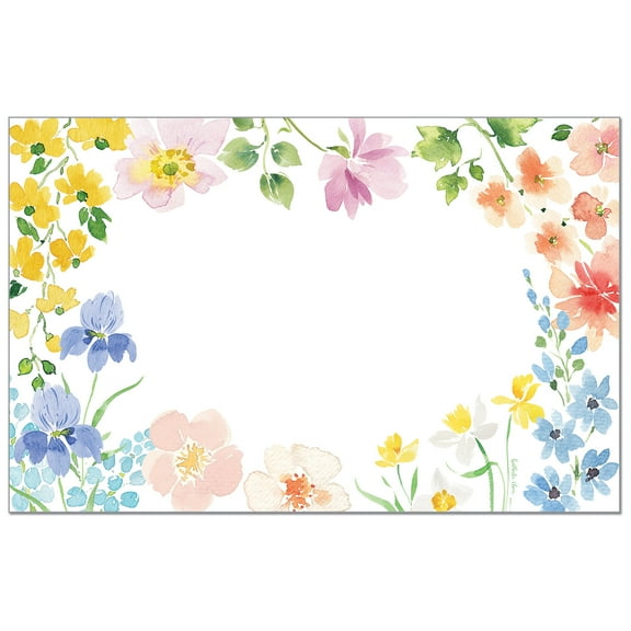 CounterArt "Watercolor Floral" 24-Sheet Reusable Premium Paper Placemats