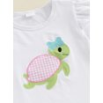 thumbnail image 6 of BemeyourBBs Toddler Baby Girl Summer Clothes Turtle Outfits Cute Turtle Embroidered Short Sleeve T Shirt Tops Elastic Waist Ruffle Plaid Shorts 2Pcs Clothes Set, 6 of 9