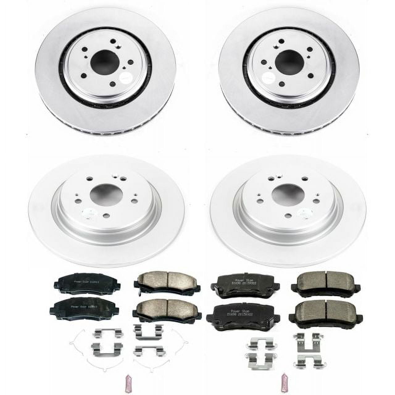 PowerStop Front and Rear Geomet Coated Brake Rotor and Pad Kit Fits: ACURA Select Models CRK7284