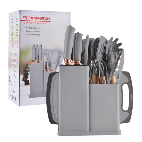 19 pcs Elegant Non-stick Silicone Utensil Kitchen accessories set gift set-grey