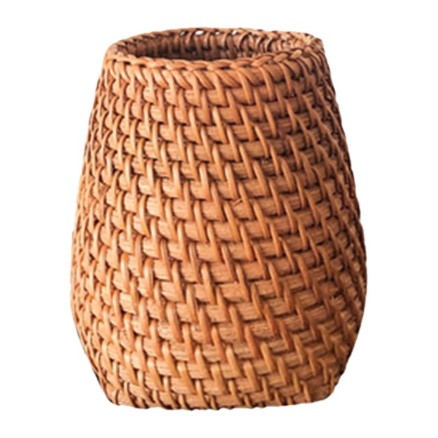 WHEANG Home Decor Hand Woven Tea Braided Pen Pen Holder Handmade Pen Storage Box Creative Pen Pen Cup Desk Storage Decoration One Size Multi-Color
