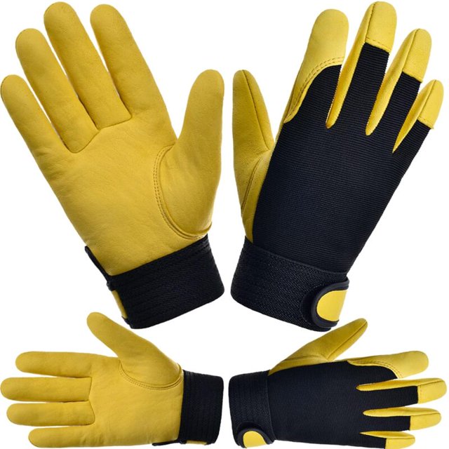 Guantes de jardinería de cuero para mujeres y hombres (2 pares) Guantes de trabajo de jardín para mujeres Guantes de jardinería duraderos y resistentes a las espinas - 2 pares (medianos,