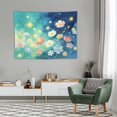 thumbnail image 2 of Watercolor Night Glow Wildflower Tapestry, Teal-to-Navy Blue Gradient Background Art Tapestry, Aesthetic Whimsical Decor for Bedroom Living Room, 40x30in, 2 of 7