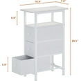thumbnail image 3 of End Table with Charging Station, Narrow Side Table with 3 Fabric Drawers, Skinny Nightstand with LED Light, Slim Bedside Table for Bedroom, Living Room, Small Spaces, White, 3 of 8