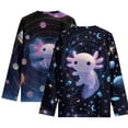 thumbnail image 2 of FUIALDOLG Galaxy Axolotl Girls Basic Long Sleeve Shirts 9-10 Years 2 Pack Crew Neck Top Kids Layering Tees Casual Soft Pullover T-Shirts, 2 of 6