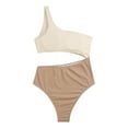 thumbnail image 6 of ZAFUL Women Swimsuit Cut Out Two Tone Cinched Tie One-piece Swimsuit Khaki XL, 6 of 8