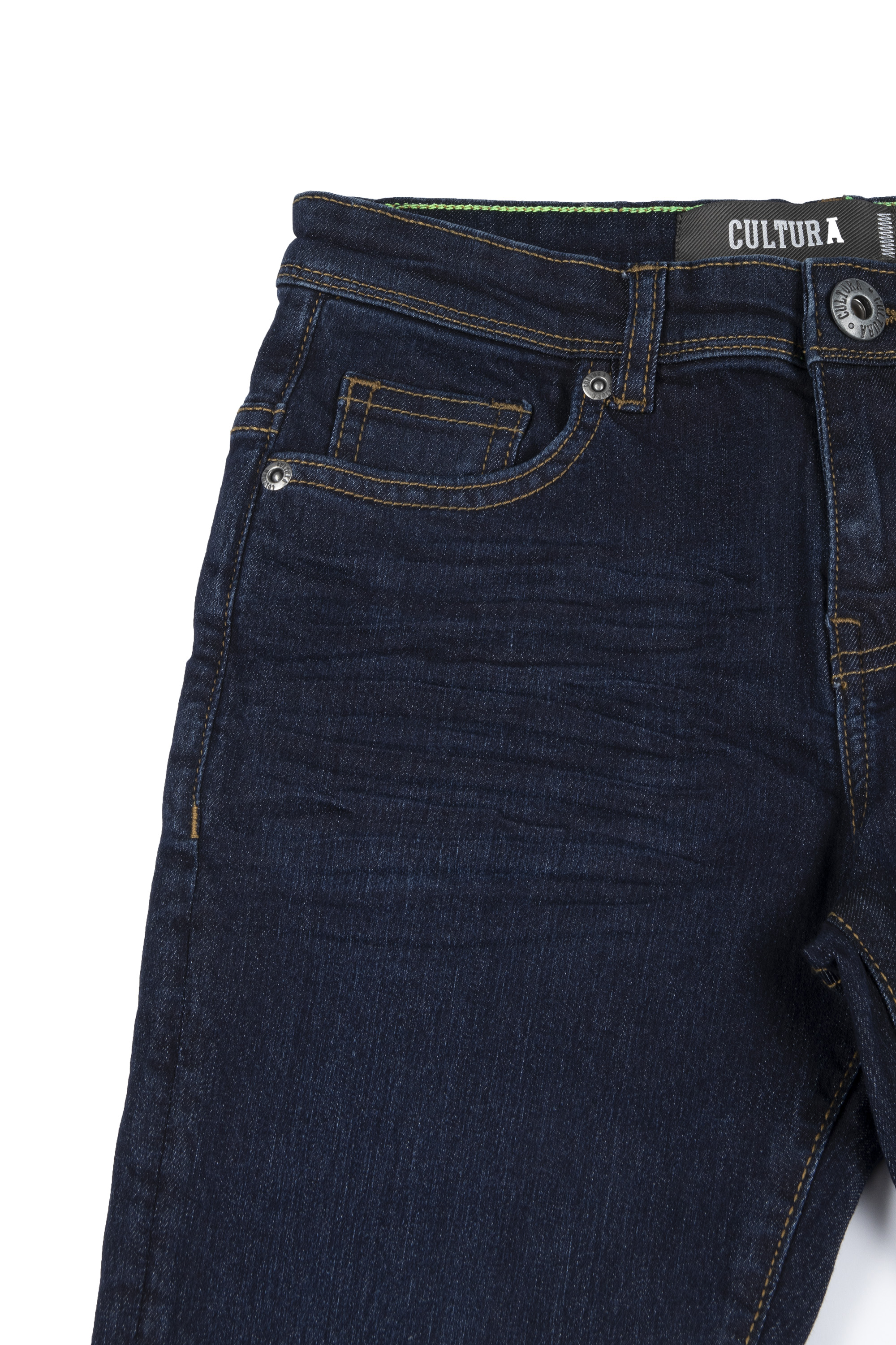 Dark Jeans 5 Denim Stretch Size CULTURA Wash Pants, Little for Blue 3-7, Boys Age Accent Comfy Stitch, Slim Skinny
