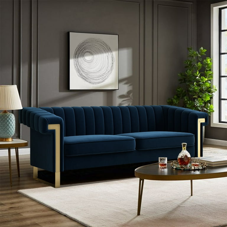 Velvet Sofa Couch Modern Upholstered Sofa Couch 84 inchl 3 Seater Sofa Couch Mid Century Velvet Sofa Couch for 3 with Tufted Back Couches and