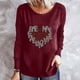 thumbnail image 2 of Camiseta de mujer Camisetas divertidas lindas de manga larga de otoño Camiseta Hearth Love Camiseta de regalo Tops Blusa Regalo para parejas Pompotops  gfhjh15591, 2 of 4