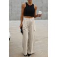 thumbnail image 4 of Womens High Waisted Wide Leg Cargo Pants Baggy Casual Combat Military Pants with 4 Pockets, 4 of 6