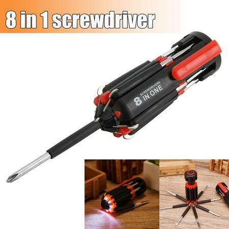 

Multifunctional 8-in-1 Screwdrivers Tool with Worklight and Flashlight Portable Multi Tool Screwdriver Professional Repair Tool General Screwdriver Multitool for Home Kitchen Car