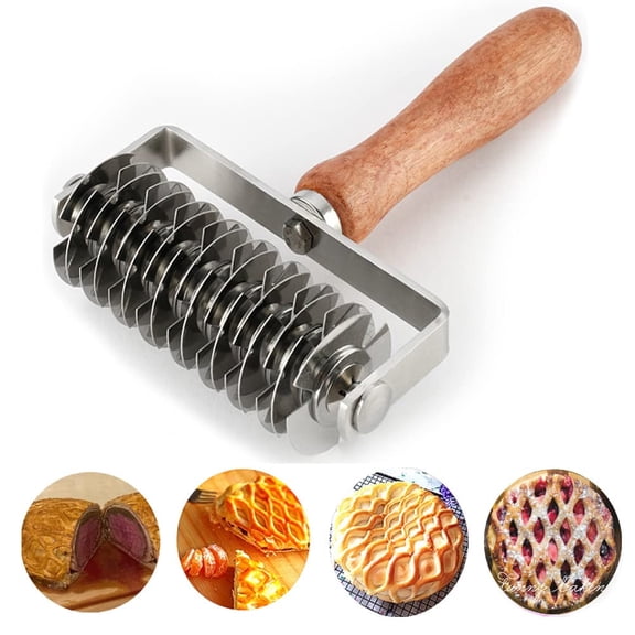Pastry Lattice Roller Cutter - Stainless Steel Dough Lattice for Pie Pizza Bread beef wellington Pastry Crust Roller Cutter