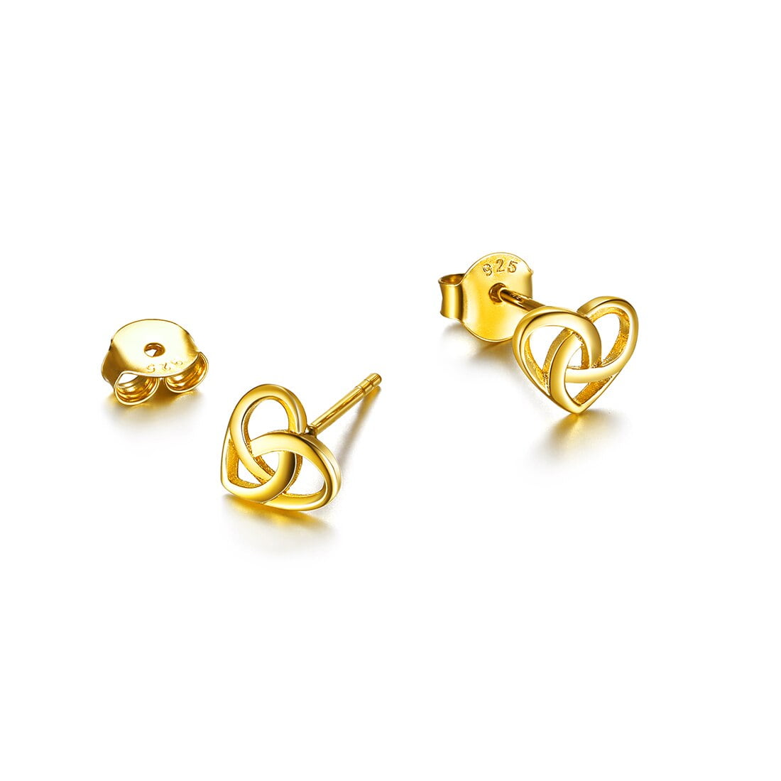 ChicSilver Gold Plated Stud Earrings Celtic Knot Sterling Silver Heart Earring for Women Hypoallergenic Jewelry | Clearance
