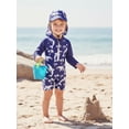 thumbnail image 6 of BemeyourBBs Toddler Baby Boy Girl One Piece Swimsuit Kids Infant Bathing Suit Long Sleeve Rash Guard Half Zipper Shark Swimwear Sunhat Set UPF 50+, 6 of 9