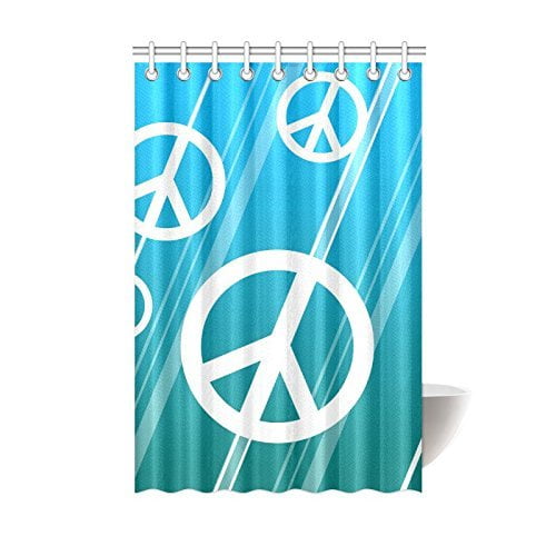 Mohome Peace Sign Shower Curtain Waterproof Polyester Fabric