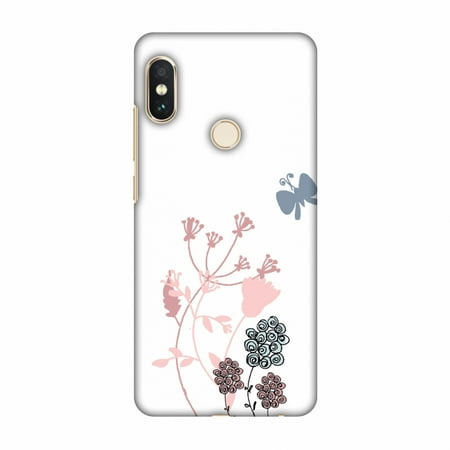 - Xiaomi Redmi Note 5 Pro Case - Flowers and butterfly- White, Hard Plastic Back Cover, Slim Profile Cute Printed Designer Snap on Case with Screen Cleaning Kit