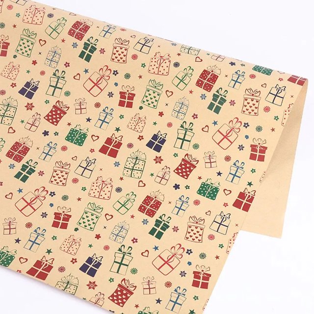 Christmas Gift Wrapping Craft Paper Roll DIY Gift Paper New Year Favors Party Present Decoration Wrapping Paper