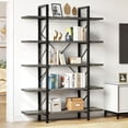 thumbnail image 3 of Dextrus Industrial 5 Shelf Bookcase, Modern Free Standing Bookshelf Storage Organizer with Metal Frame, Book Shelves for Living Room Bedroom Balcony Home Office, Gray Wash, 3 of 11