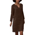 thumbnail image 1 of Kcodviy Robe Simple Décontractée d'Automne pour Femmes, Robe Décontractée à Col en V pour Femmes, Élégante Robe Nuisette Grande Taille, Confortable, Couleur Unie, Longues Robes Portefeuille pour Femmes, Été, Manches, Poche, Robe Décontractée, 1 of 8