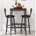 thumbnail image 3 of Dining Table Set for 2,Kitchen & Dining Room Tables Breakfast Nook Bar Table Set with 2 Bar stools PU Soft seat with Backrest 23.62'' W x 23.62'' D x 35.43'' H,Rustic Brown, 3 of 7