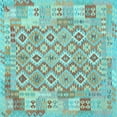 thumbnail image 1 of Ahgly Company Indoor Square Southwestern Light Blue Country Area Rugs, 6' Square, 1 of 4