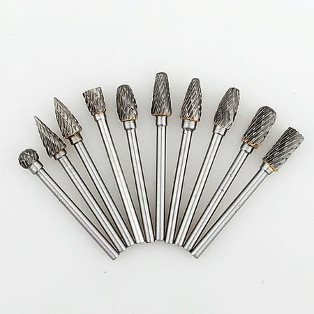 

10 Pieces 1/8 Tungsten Carbide Single Cut Rotary Burr SET