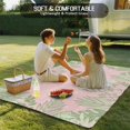 thumbnail image 4 of Pink Leaves Outdoor Rug for Patio/Deck/Porch, Non-Slip Large Area Rug 5 x 7 Ft, Green Summer Botanical Pastoral Indoor Outdoor Rugs Washable Area Rugs, Reversible Camping Rug Carpet Runner, 4 of 8