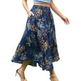 thumbnail image 4 of Mqqzkk Women's Floral Skirts A-line Long Tiered Ruffle Boho Midi Skirt Fashion Pleated Skirts High Waisted Fashion Skirt, 4 of 8