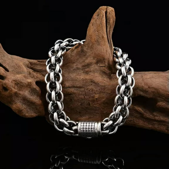 K-KED Pure S925 Sterling Silver Chain Men Women 12mm Big Circle Collar Link Bracelet-21cm=8.26inch-50-53g