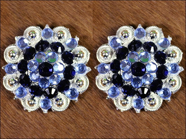 8 Monaq Blue Black Crystals Berry Concho Rhinestone Headstall Saddle