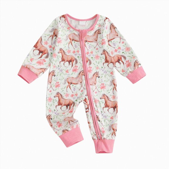 Wonitaaizi Newborn Baby Boy Clothes Duck Baby Romper Jumpsuit Fall Winter Outfit(6-12 Months,Pink)