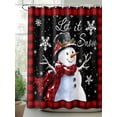 thumbnail image 3 of Red Plaid Christmas Waterproof Fabric Shower Curtain, Watercolor Snowman Snowflake Black Shower Curtain for Bathroom Curtains Bathtubs Hotel Washable Shower Curtains with 12 Hooks Long 72x78in, 3 of 6
