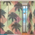 thumbnail image 2 of Coolnut Palm Trees and Retro Geometric Semi Sheer Curtains Window Voile Drapes Panels Treatment-55x78in for Living Room Bedroom Kids Room, 2 Pieces, 2 of 4